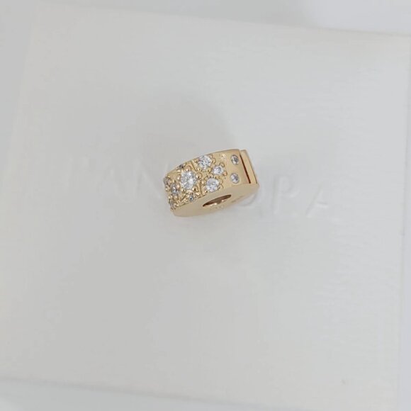 Pave Clip Charm, Gold-plated for Pandora European Bracelets  Pandora Clear Pavé Clip Charm Gold Plated Pendant with box